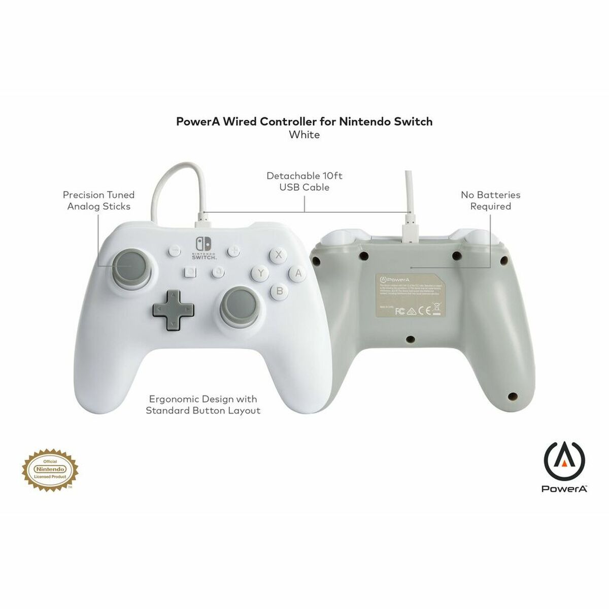 Gaming Controller PowerA Wired Hvid til Nintendo Switch