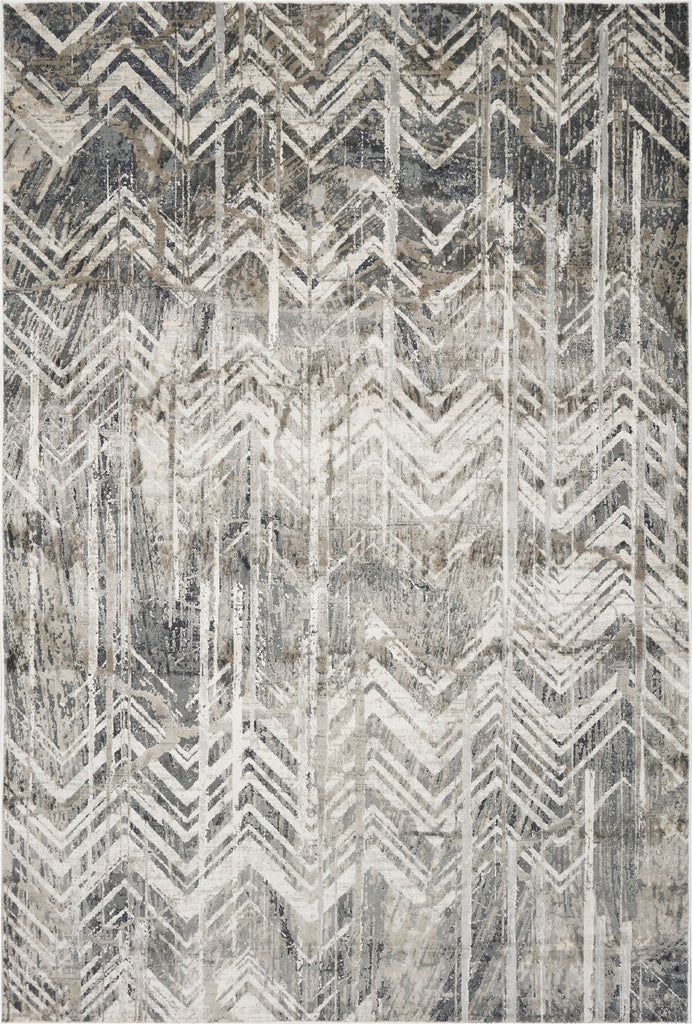 9inchesx13inches Grey Machine Woven Distressed Chevron Indoor Area Rug