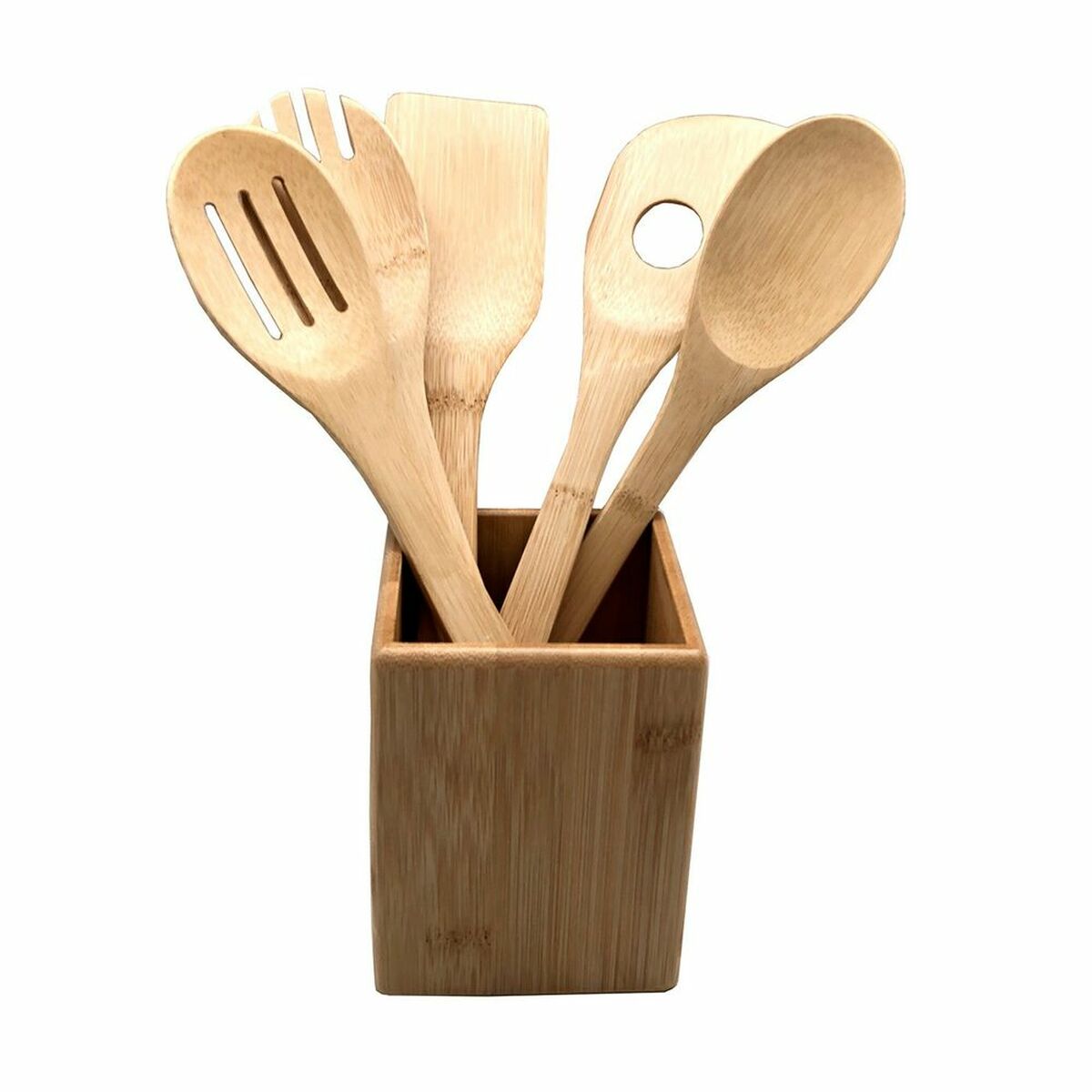 Pot for Kitchen Utensils Versa Bamboo (10 x 13,5 x 10 cm)