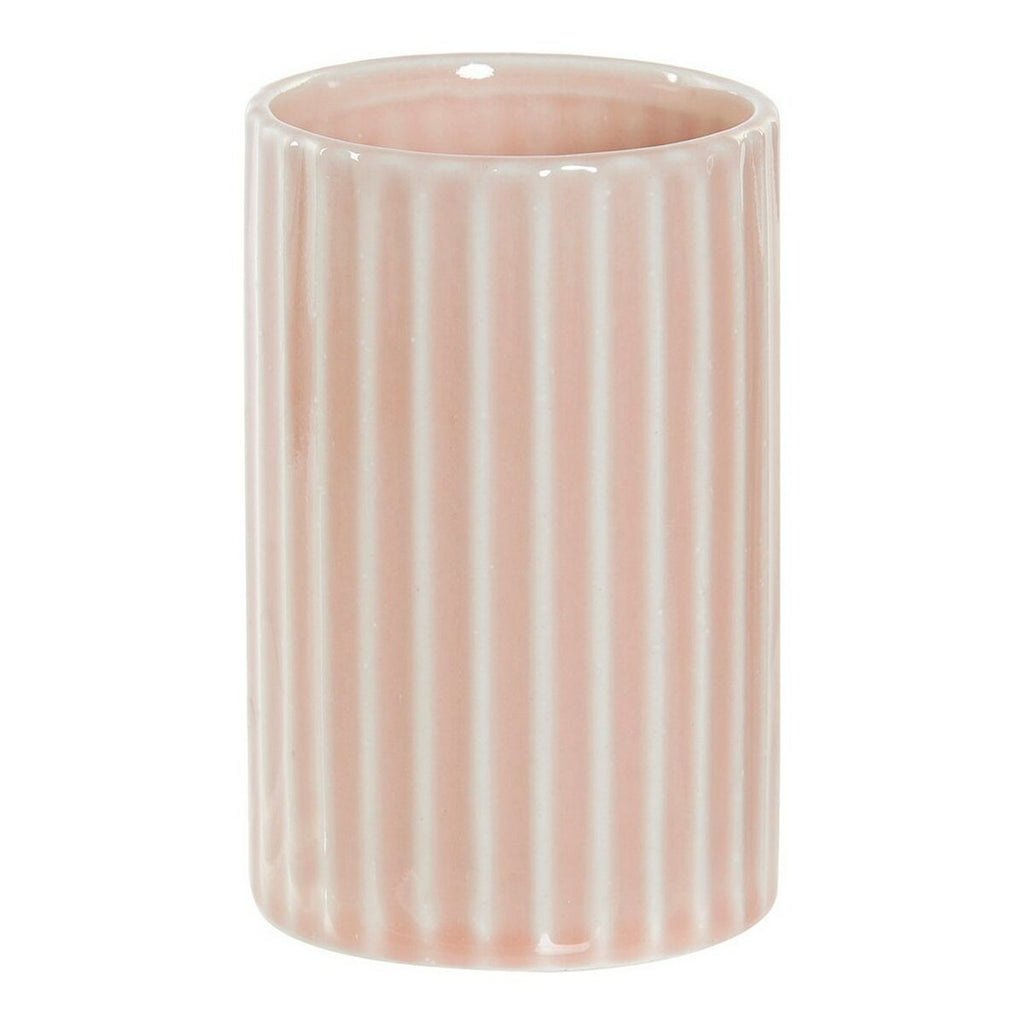 Tandbørsteholder "DKD Home Decor Pink Stoneware " (7,2 x 7,2 x 11,5 cm)