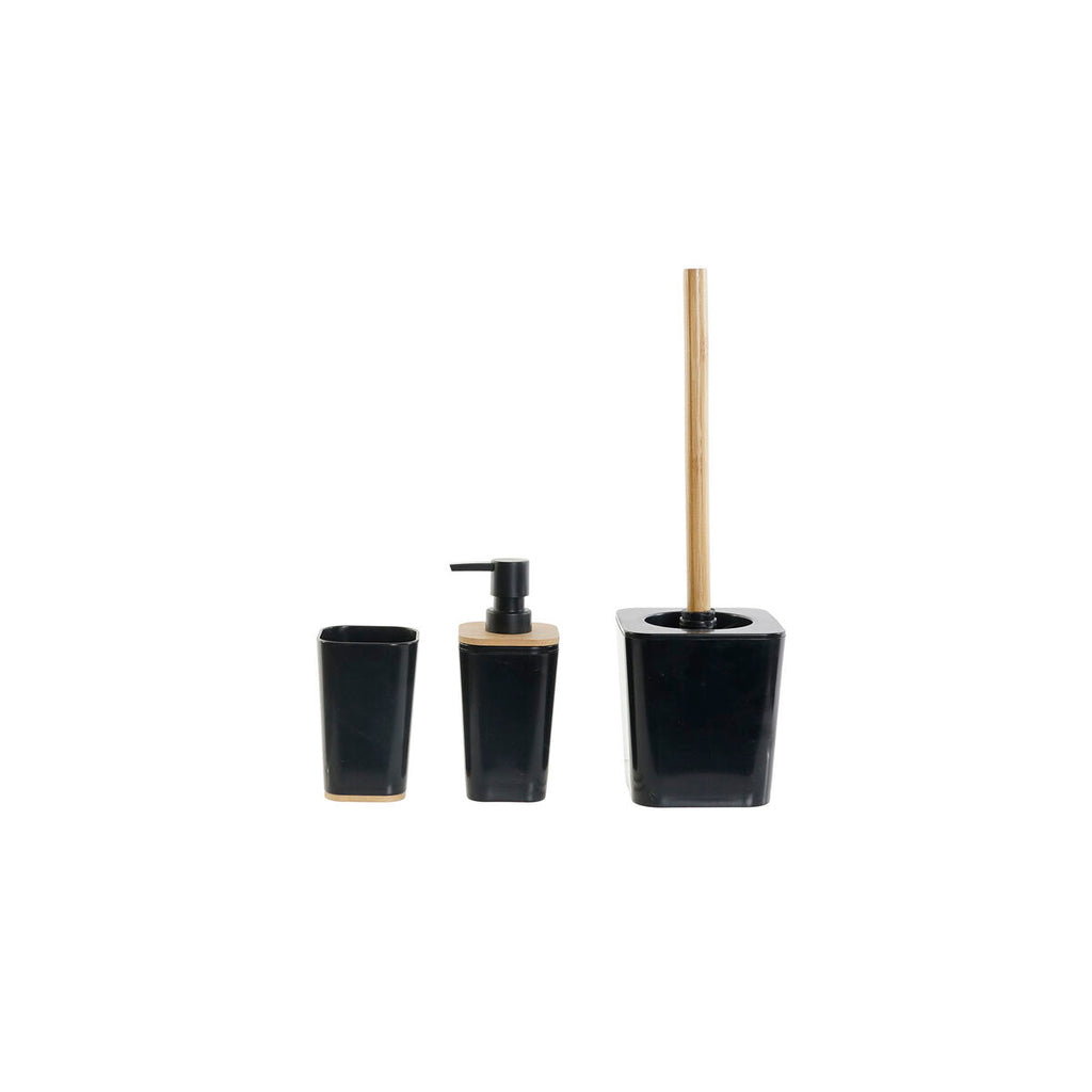 Bath Set DKD Home Decor Black Natural Bamboo Aluminium polystyrene