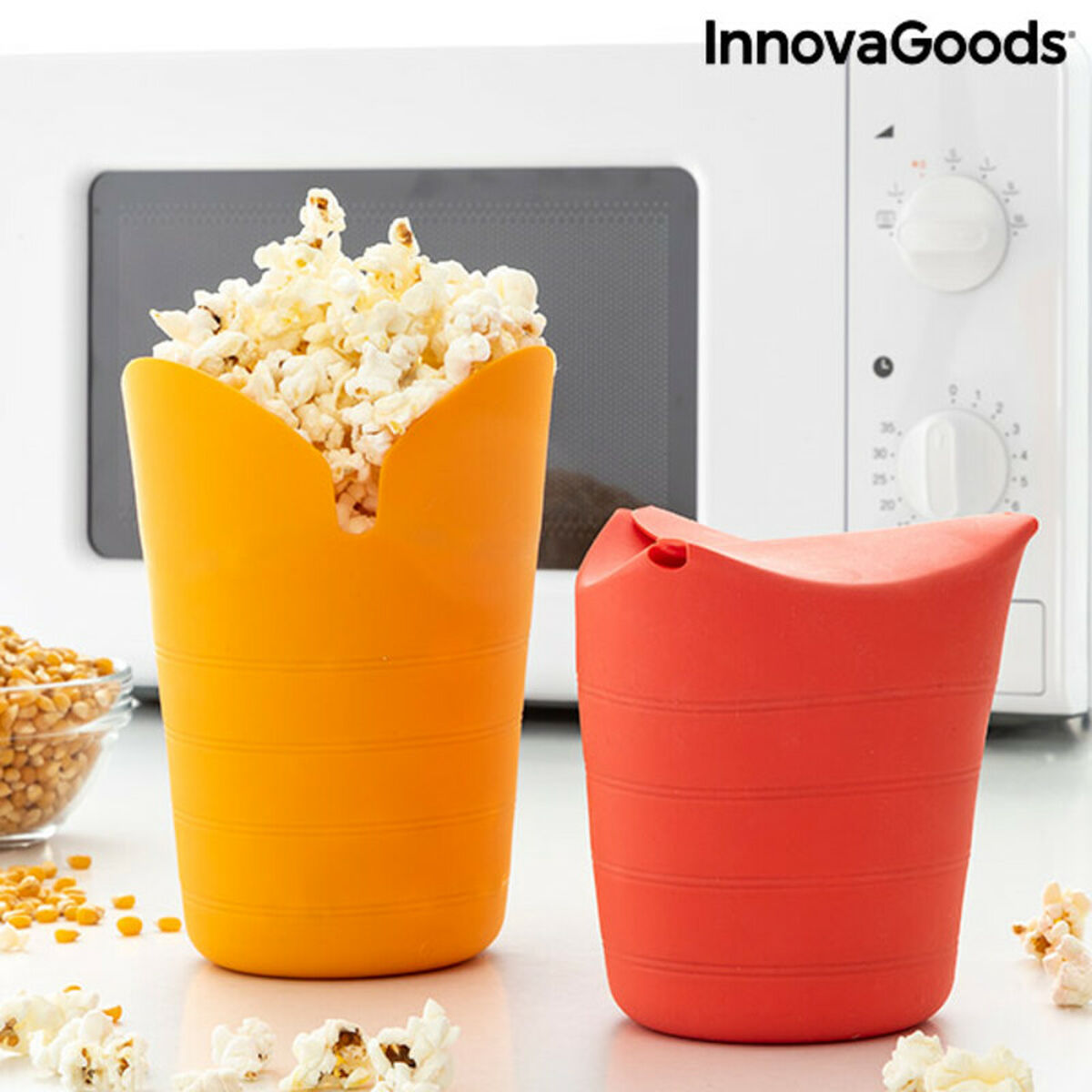 Sammenklappelige Silikone Popcorn Popper "Innova Goods" (Pakke med 2)