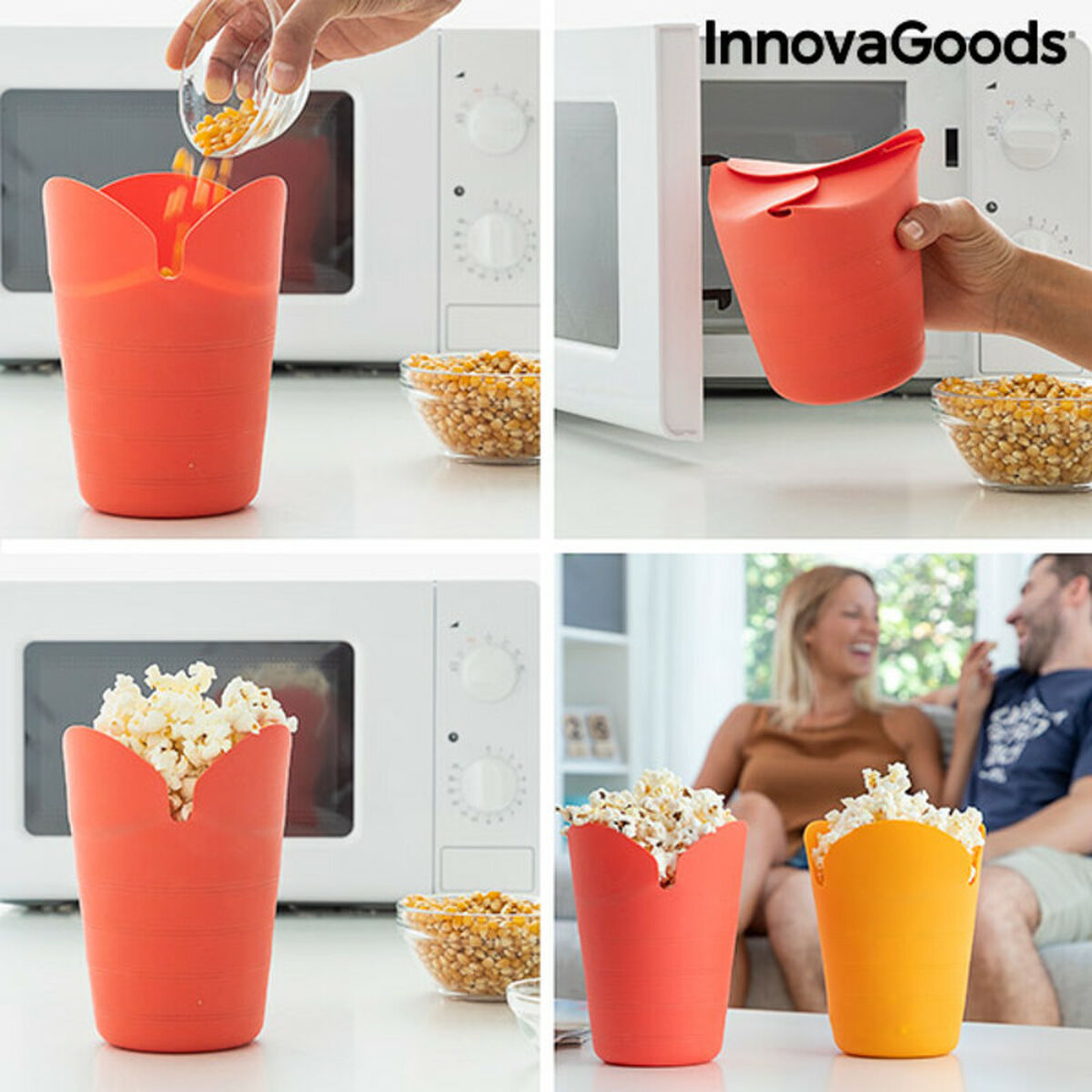 Sammenklappelige Silikone Popcorn Popper "Innova Goods" (Pakke med 2)