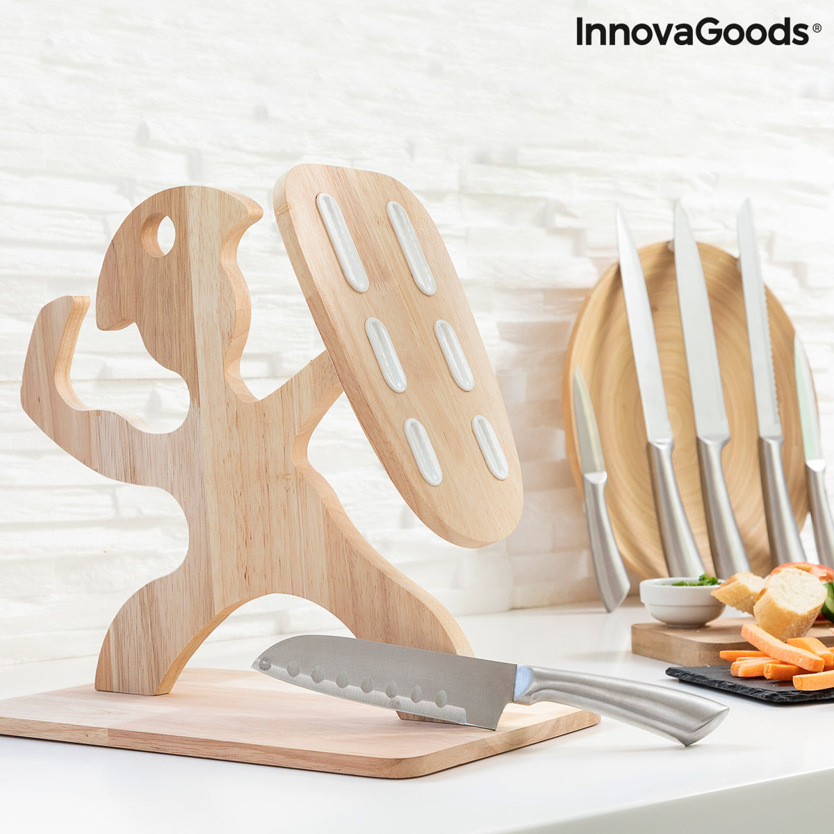 Set of Knives with Wooden Base Spartan InnovaGoods 7 Pieces