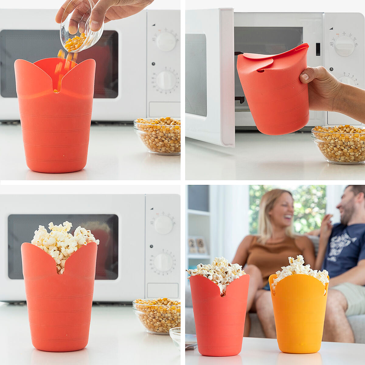 Sammenklappelige Silikone Popcorn Popper "Innova Goods" (Pakke med 2)