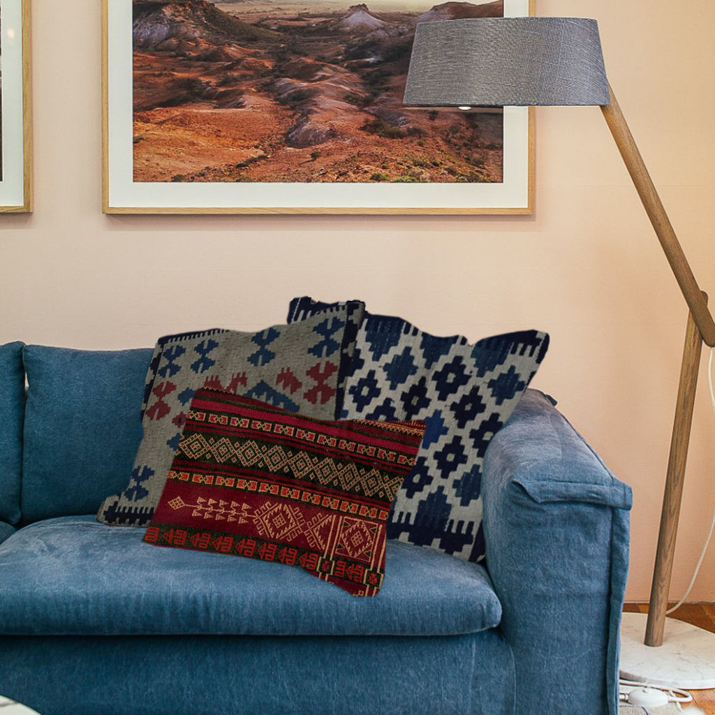 Baluchi Kilim Handwoven Maroon Oak Cushion Cover