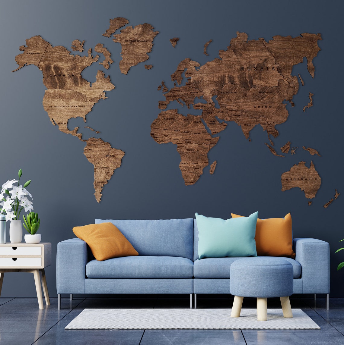 Wooden World Map