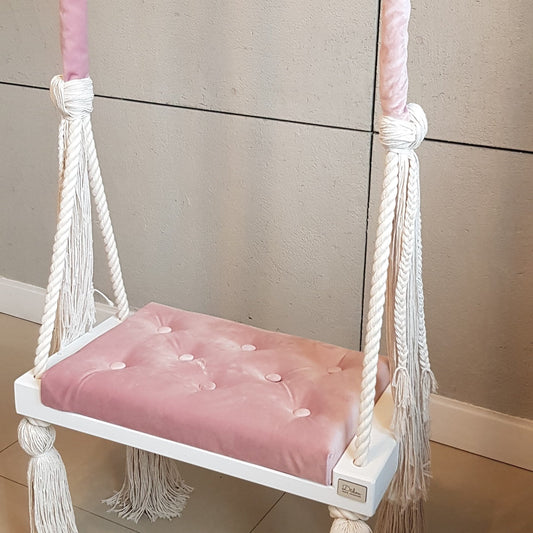 Wooden Indoor Swing White Pink